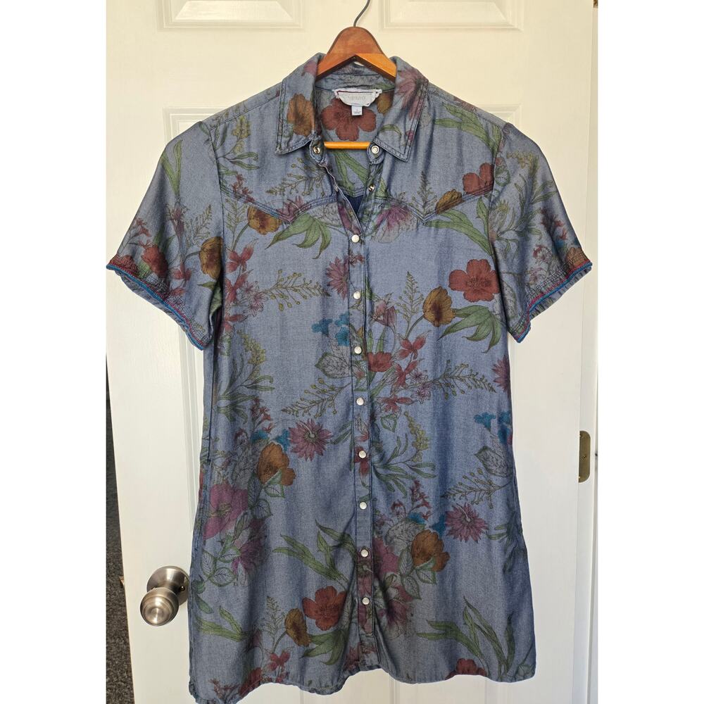 Johnny Was Workshop Liliana Floral Buttonup Boho Western Preppy Dress Size Small